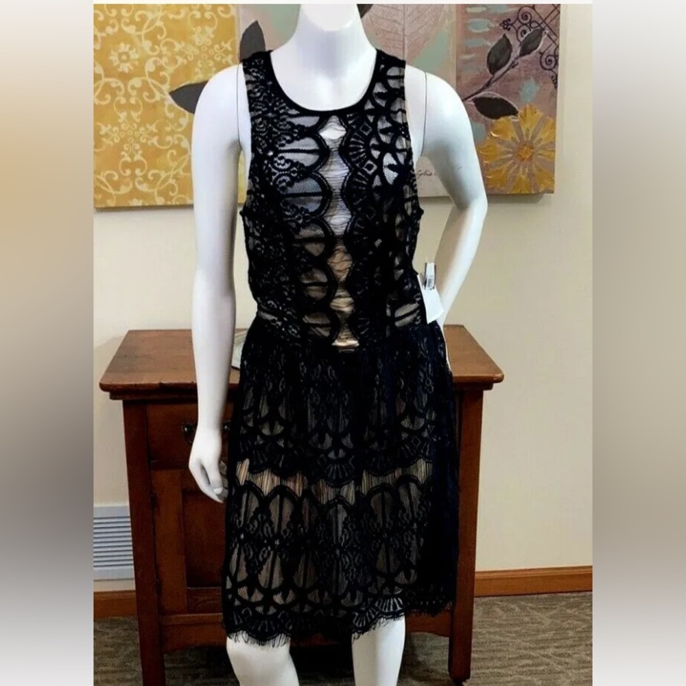 NWT Juniors size 5 TRIXXI black lace illusion dress sleeveless